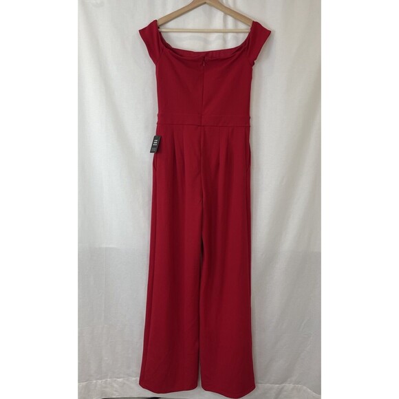 NWT New EXPRESS Womens S Solid Red Jumpsuit Wide Leg Flowy Lined Office Wedding - Picture 4 of 10